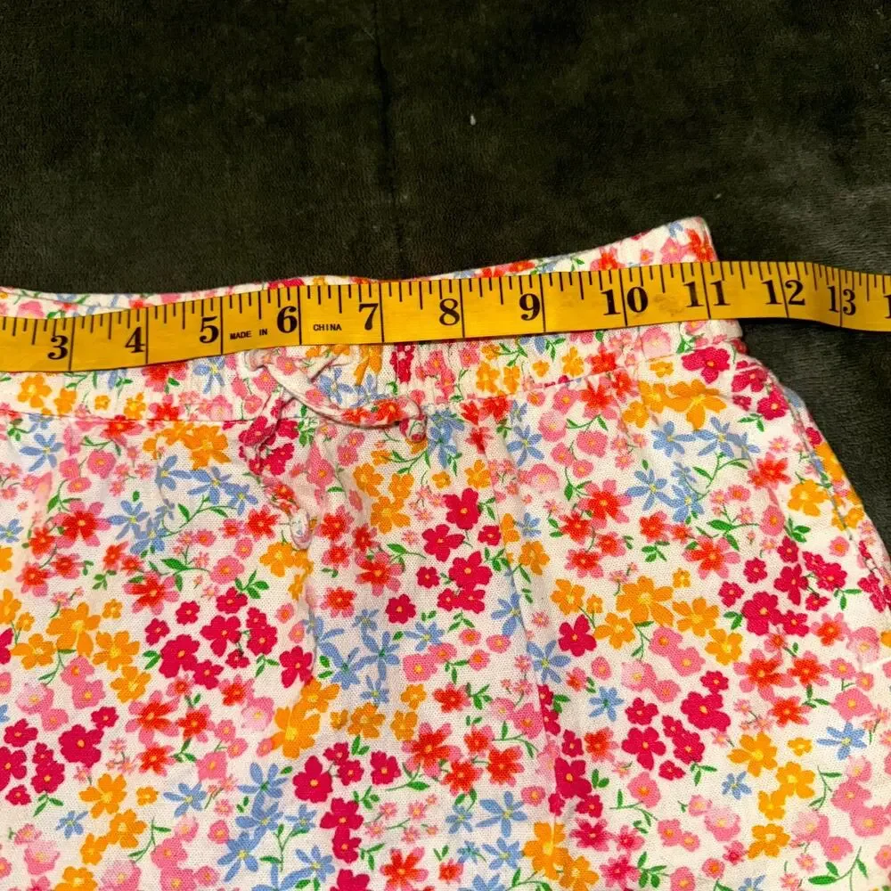 Old Navy Linen-Blend Drawstring Skirt Girls S 6-7 Ditsy Floral Elasticized Waist